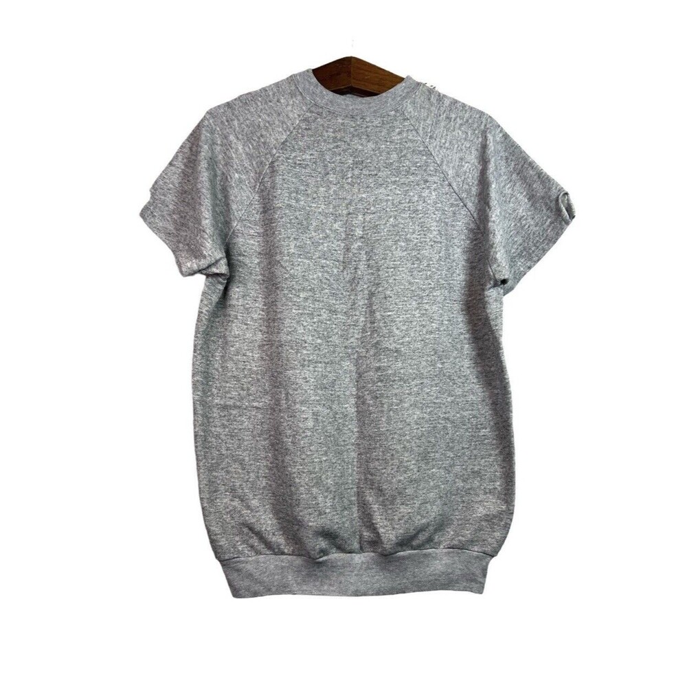 Vintage Mens 70's Gray Warm Up Workout Athletic T-Shirt Sweater Size XLT US Made